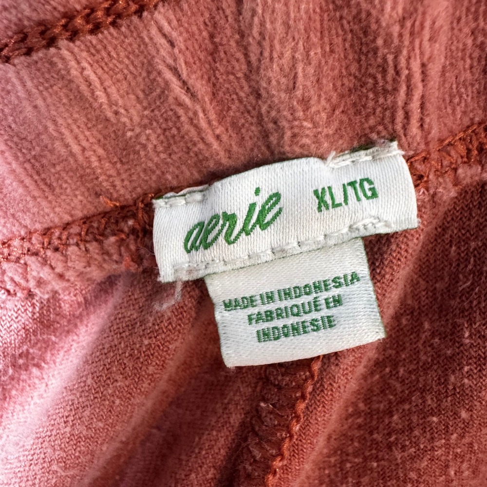 Aerie Velour Joggers XL Terracotta Orange High Rise Elastic Waist Sweatpants - Picture 3 of 7